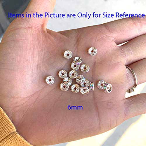 100Pcs Adabele Aaa Grade 6Mm (0.24 Inch) Silver Plated Brass Rondelle Spacer Round Loose Beads Clear Ab Crystal Rhinestone For Jewelry Crafting Making Cf3-602 #TOP5