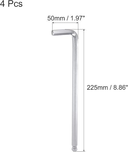 Miniatura 2 de uxcell Llave hexagonal de extremo de bola de 38", herramienta de reparación CR-V de brazo largo en forma de L, SAE 4 piezas