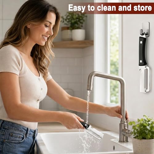 Multifunctional Vegetable Peeler, elite vegetable peeler, 2-in-1 Stainless Steel Peeler for Kitchen, Camping and Trave, Suitable for Right-handed Use Only for Apple Potato Pumpkin Papaya (Black) — view 6
