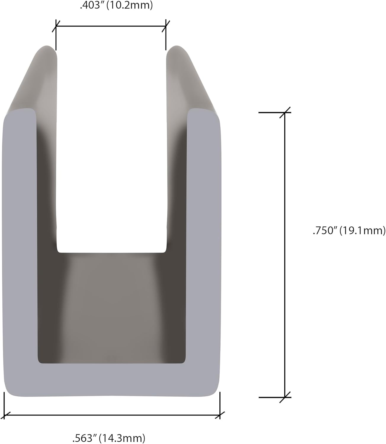CRL Brushed Nickel Frameless Shower Door Aluminum Deep U-Channel for 3/8" Thick Glass - 12 ft Long