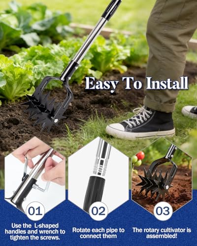Cultivador Manual Joyhalo para Jardín con Mango Ajustable miniatura 6