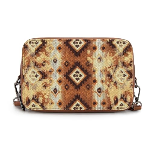 Image of Wrangler Aztec Crossbody Bag for Women Multi Pocket Shoulder Bag Boho Cross Body Wallet Purse