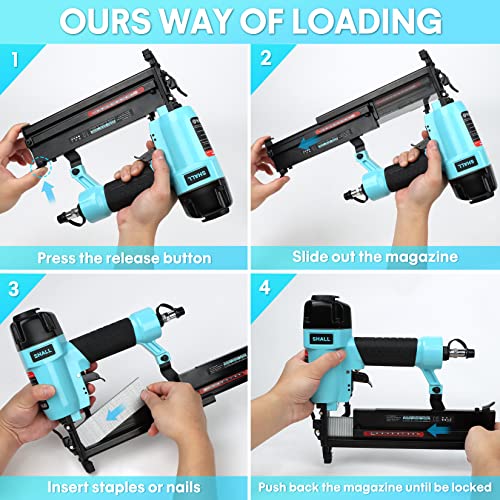 Shall 18 Gauge Pneumatic Brad Nailer, 2 In 1, 18 Ga Air Nail Gun And Crown Stapler, 800 Counts Brad Nails (1", 2") And Narrow Crown Staples (1", 1-1/2") Included, For Diy Project, Upholstery #TOP6