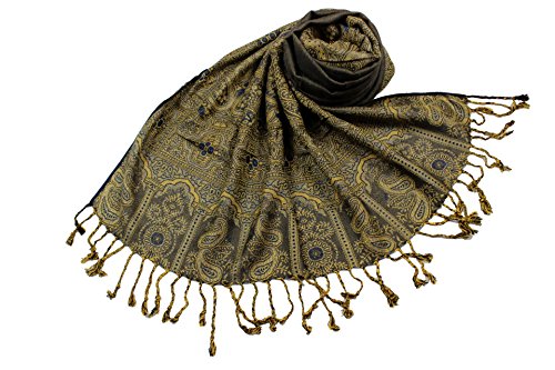 Étole viscose unie SHANKARA N20 à bordure motif cachemire pour sublimer vos tenues quotidiennes