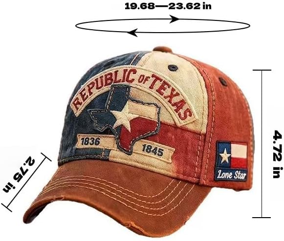 Lone Star Legacy Texas Republic Baseball Cap, Cotton Unisex Retro Style Hat, Adult Size, All Seasons - Image 4