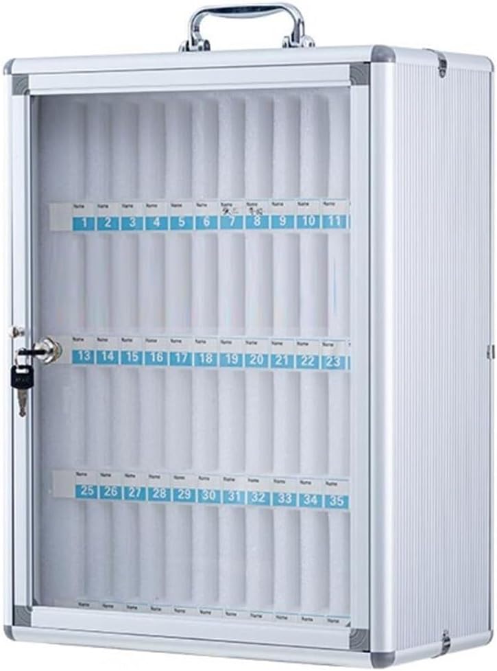 48-Slot Cell Phone Storage Box with Handle - Mobile Phone Lockbox for Classroom & Office - Secure Locker for Exams - Silver-B - Organize Devices Efficiently