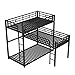 Heavy Duty Triple Bunk Bed, Twin Size L-Shaped Triple Bunk Bed with Guardrails and Ladder, No Box Spring Needed, Noise Free - Black
