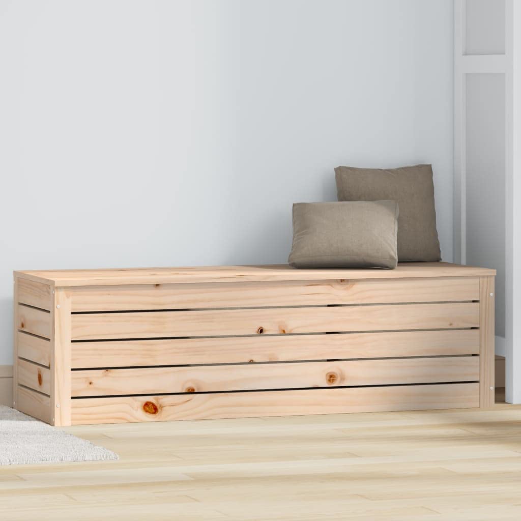 Hothingwell - Caja de almacenamiento (109 x 36,5 x 33 cm, con tapa de madera maciza de pino, gran espacio para alfombras y cojines, marco resistente y estable para organización de hogar