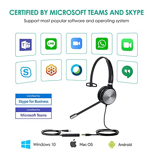 Yealink Uh36 Professional Wired Headset - Telephone Headphones For Calls And Music, Noise Cancelling Headset With Mic For Computer Pc Laptop（Uc Compatible, Mono,3.5Mm Jack/Usb Connection） #TOP2