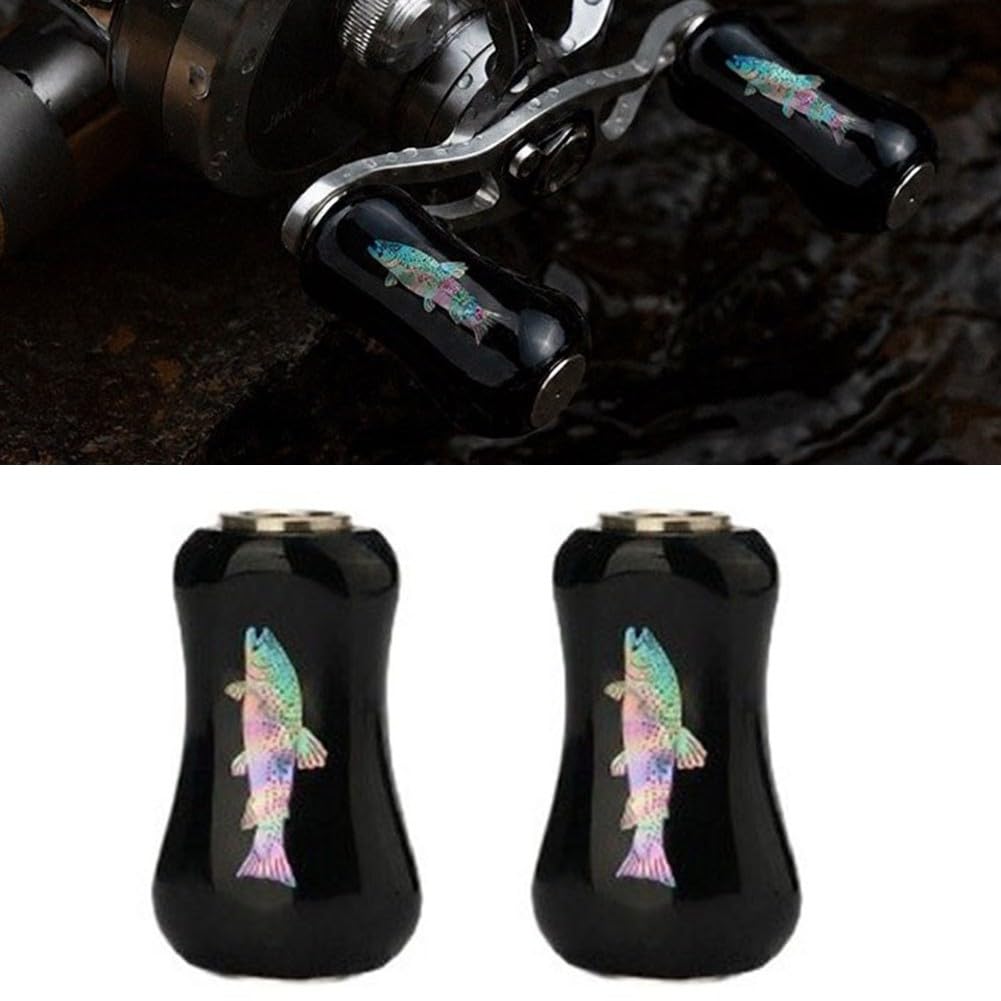 Manico in legno laccato per mulinelli da pesca con intarsi in madreperla, manico in legno massiccio per mulinelli da 500-3000, foro ergonomico da 4 mm (singolo)