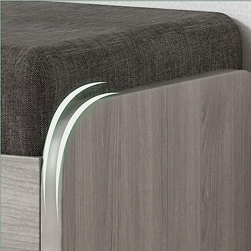 Banc à chaussures en bois gris avec assise rembourrée et étagère de rangement - 6
