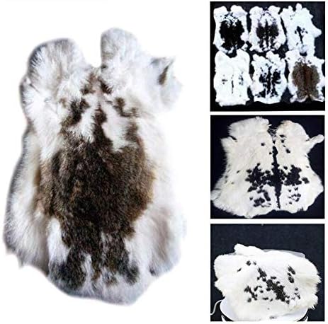 1pcs Natural Spotted Tanned Rabbit Hide Skin (12" by 14" Rabbit Pelt with Sewing Quality Leather) (Natural Spotted Color)