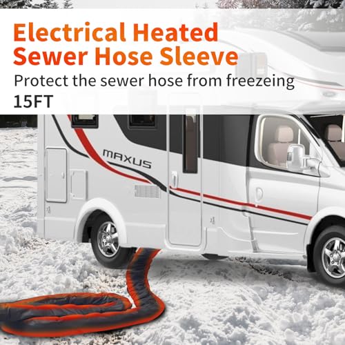 Image of Outtsp 15FT Heated RV Sewer Hose Sleeve, Avoid Freezing at -45F, Insulated Waterproof Heated Cover for RV Sewer Hose (Not Included), RV Winter Accessories for RV Camper