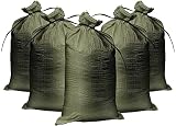 Empty Sandbags Military Green with Ties (Bundle of 10) 14" x 26" - Woven Polypropylene Sand Bags, Ex