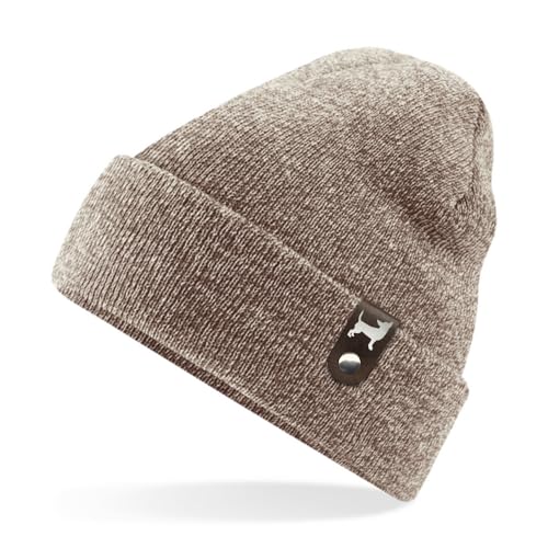 siviwonder Chihuahua Chi Mütze Patch Leder Gassi Beanie Strickmütze Warm Herren Damen Hund Chis Schiwawa Farbe OatHeather
