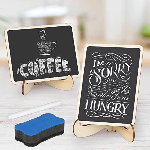 Mini Chalkboard Signs, 12Pcs Chalk Boards for Tables, Wooden Memo Chalkboard Place Cards Food Signs Blackboards for Message Signs Place Cards Table Numbers Shop Buffet Cafe Wedding Birthday Party