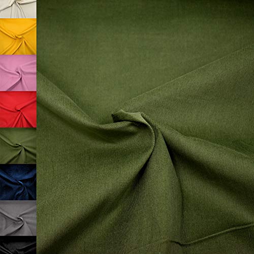 MAGAM-Stoffe Lasse Babycord Feincord Stoff Uni 100% Baumwolle Meterware 50cm (07. Oliv-Grün)