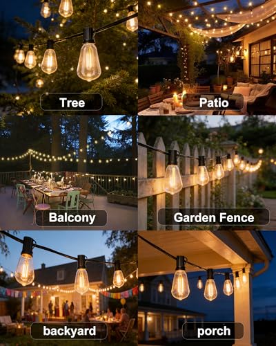 ST38 Outdoor String Lights,54FT Waterproof LED Patio Lights Dimmable - 17.99 w/ Code + 40% Off Code 30J0HDJ0 - image 8