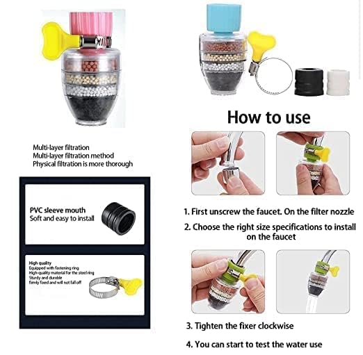 Image of Black Gold Tap Water Purifier Filter Faucet 6 Layer Carbon Activated Dust Chlorine Remover Water Softener for Drinking Cartridge Alkaline Taps for Kitchen Sink Bathroom Wash Basin Green