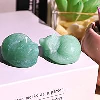 Vista 98 de QINJIEJIE Gato de obsidiana negra, decoración de Halloween, cristales y piedras curativas, estatua de piedra de gatos dormidos, escultura de piedras