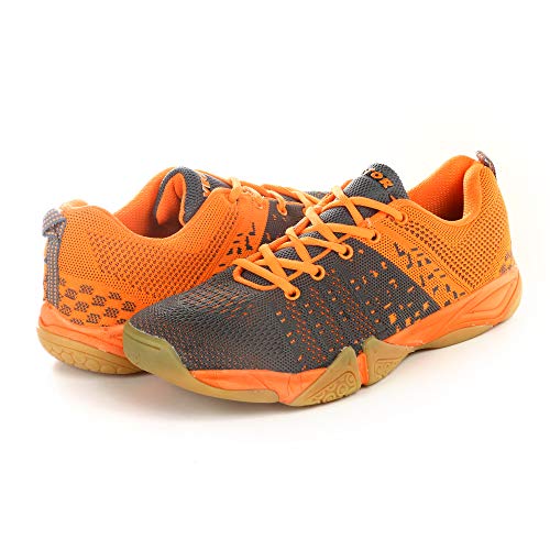 KD Vector Badminton Tennis Shoes Mens Indoor Court Training Shoe Racketball Squash Volleyball TT Non Marking Sneaker Shoes(CS 2030 Orange,UK07)