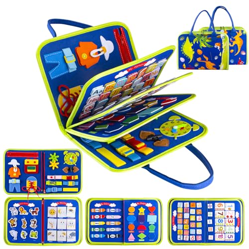 Image of Websonaw Toddler Busy Board, Montessori Sensory Busy Board Toys, Toddler Activities Educational Travel Toy Learning Fine Motor Basic Dress Skills, Toys Gifts for 1 2 3 4 Year Old Boys & Girls