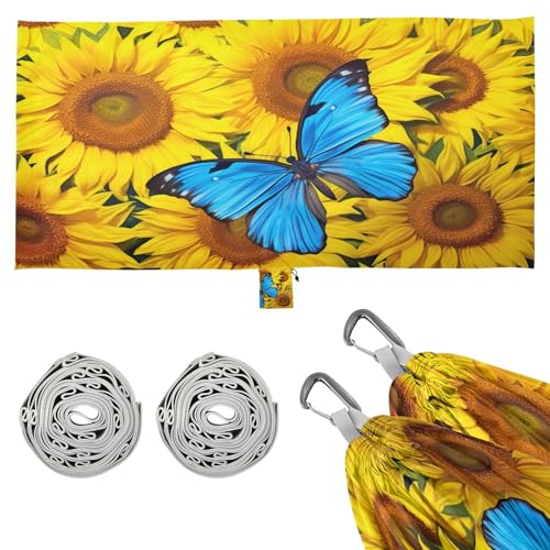 Haskirky Sunflower Camping Hammock, Single Portable Hammocks with Tree Straps & Attached Carry Bag, 330Lbs Capacity Perfect for Outside Indoor Hiking Beach Backpack Travel