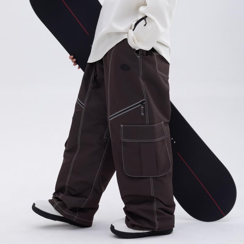 Womens Mens Baggy Waterproof Streetwear Jeans Snowboard Ski Loose Fit Snow Pants - Image 2