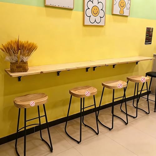 Table pliante murale rabattable bois massif bureau suspendu - 2