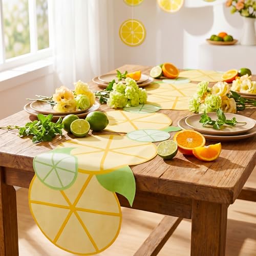 Remagr Summer Orange Citrus Table Runner 72x14 Inch Little Citrus Slice Birthday Party Decoration Clementine Table Cover for Summer Birthday Party Wedding Dining Room Home Kitchen Decor