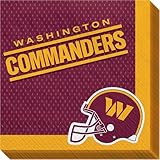 Washington Commanders Paper Party Napkins - 6 .5' x 6.5' | Maroon | Pack of 16