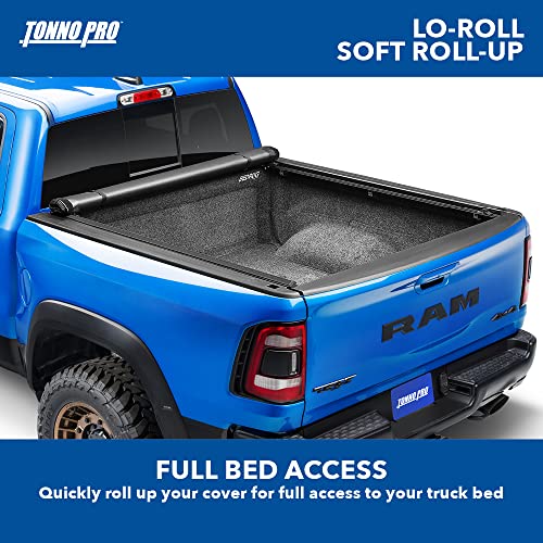 Tonno Pro Lo Roll, Soft Roll-Up Truck Bed Tonneau Cover | Lr-2055 | Fits 2019 - 2023 Dodge Ram 1500, W/O Multifunction Tailgate 5' 7" Bed (67.4") #TOP5