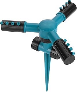POCREATION Irrigador de jardim, aspersor de grama rotativo de 360° com 3 braços, ferramenta de irrigação automática ajustável para jardim gramado, aspersor de grama