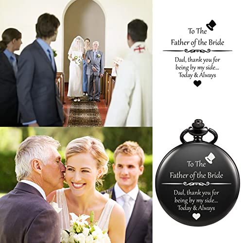 Image of TREEWETO Mens Engraved Pocket Watch for Father of The Bride Gifts from Daughter Pocket Watches Dad of The Bride Gifts Wedding Gift for Father of The Bride