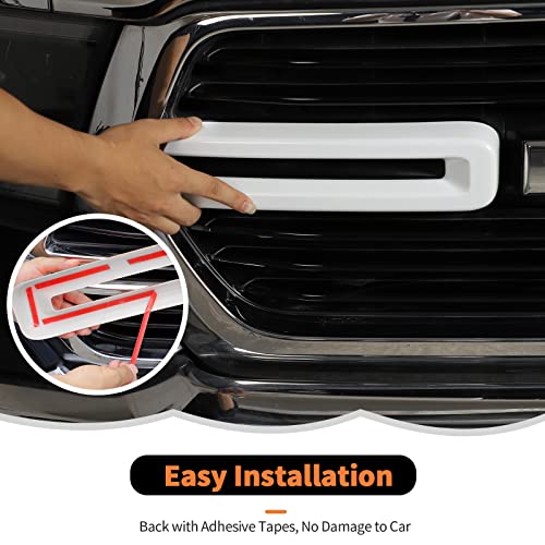 Image of Front Grille Inserts Trim Cover Grill U Bar Cover Frame Decoration Exterior Accessories for Dodge RAM 2018 2019 2020 2021 2022,white