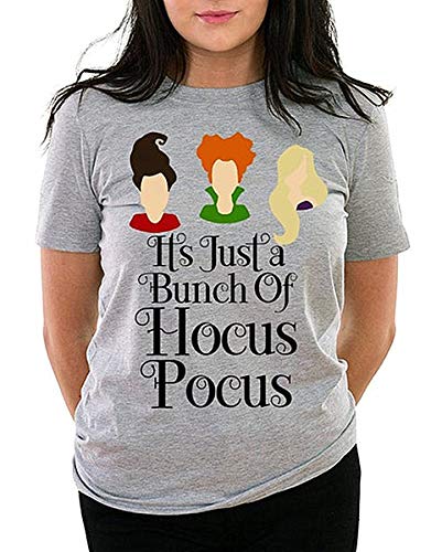 Women's Plus Size Halloween Christmas Letter Print It's Just a Bunch of Hocus Pocus Tee Funny Trendy T Shirt Tops Tee Blouse