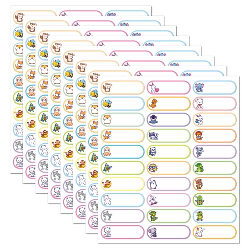 Étiquettes imperméables amovibles animaux : lot de 300 stickers colorés pots et école