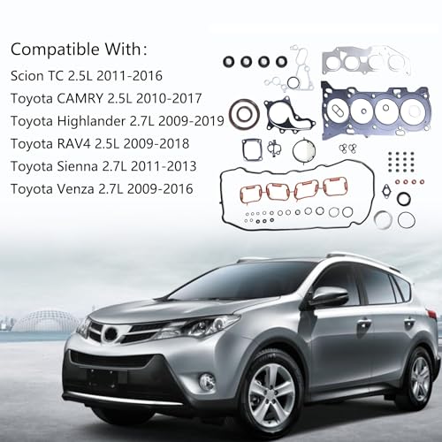 GXARTS MLS Cylinder Head Gasket Set Engine Kit HS26562PT Compatible with Toyota Camry Rav4 2.5L 2009-2018 Compatible with Scion tc 2.5L 2011-2016 Fit for Toyota Highlander Sienna Venza 2.7L 2009-2019 by GXARTS - Used condition - Image 2