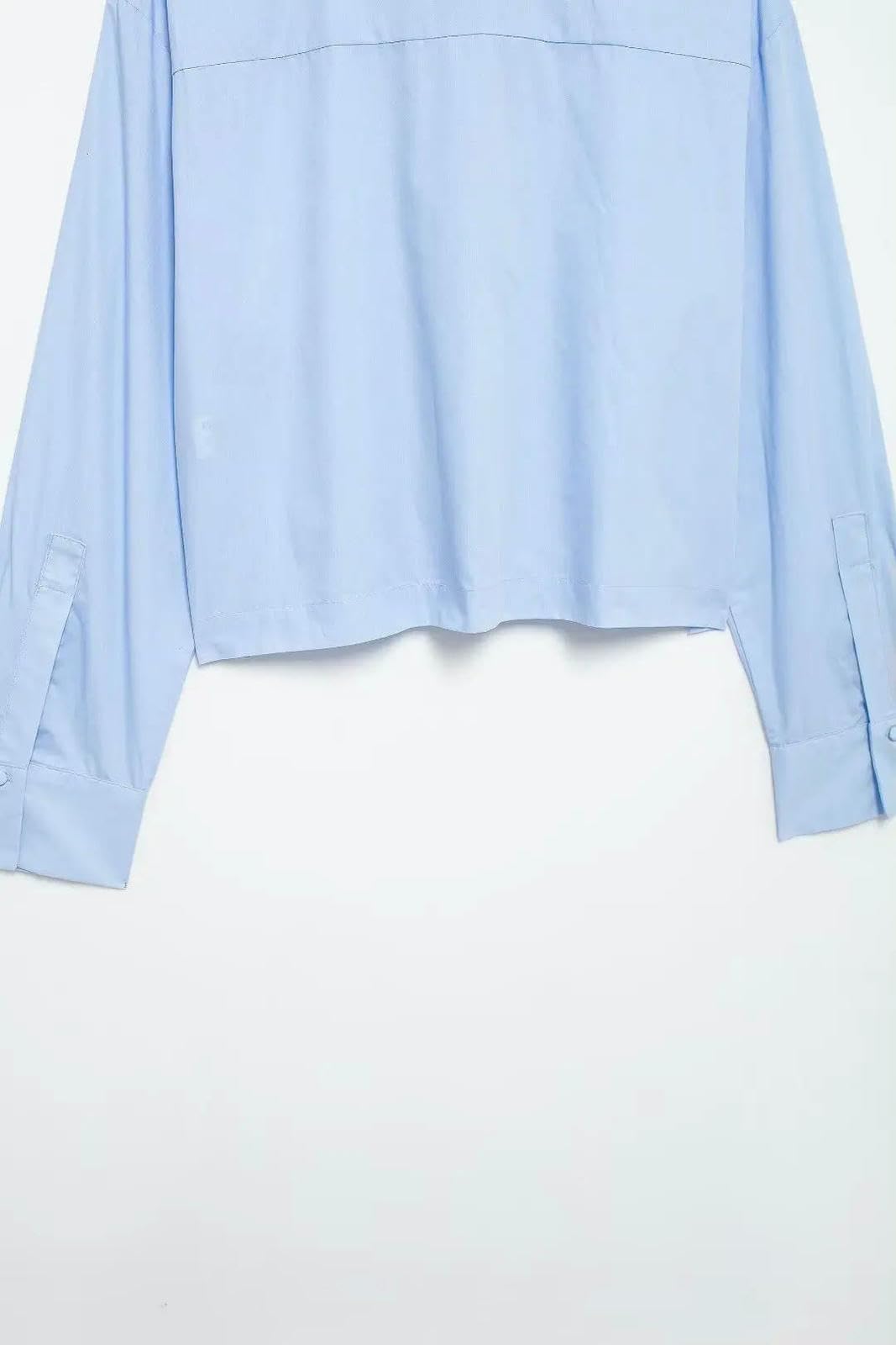 Camicia Donna Camicetta Blu Moda da con Collo Bavero E Maniche Lunghe, Casual, Chic, Donna-Blu-l