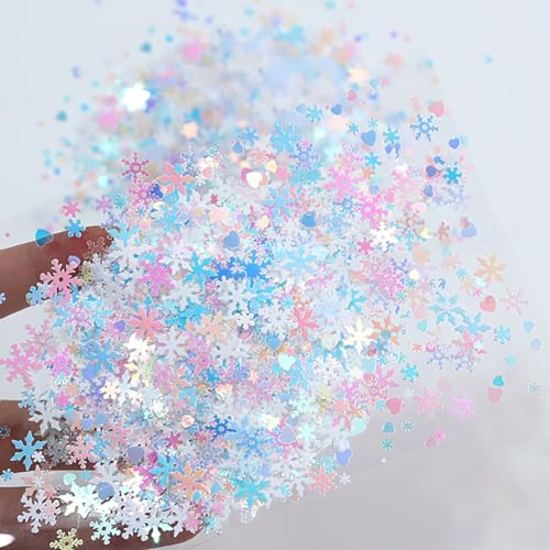 Snowflake Confetti 5000pcs Winter Snowman Snowflake Sequins Table Confetti Christmas Winter Snowflake Senta Stars Elk Party Supplies Table Decoration (WHITE)