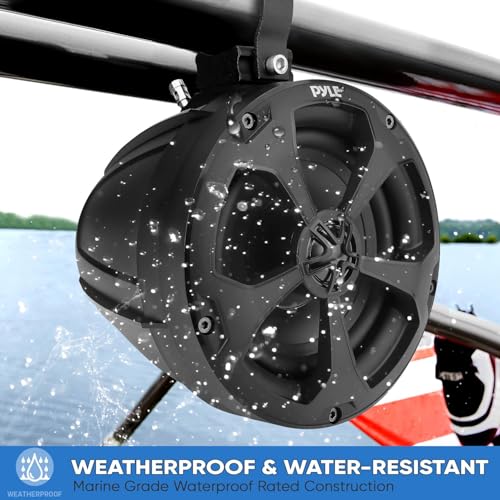 2-Way Dual Waterproof Off-Road Speakers - 5.25 Inch 1000W Marine Grade Wake Tower Speakers System, Full Range Outdoor Audio Stereo Speaker for ATV, UTV, Quad, Jeep, Boat - Pyle PLUTV51BK