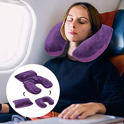 Ranzli 2 In 1 Reversible Travel Pillow, U Shape Neck Pillow, Memory Foam Pillow Suitable For Office, Airplane, Travel, Camping Using (Blue) #TOP3