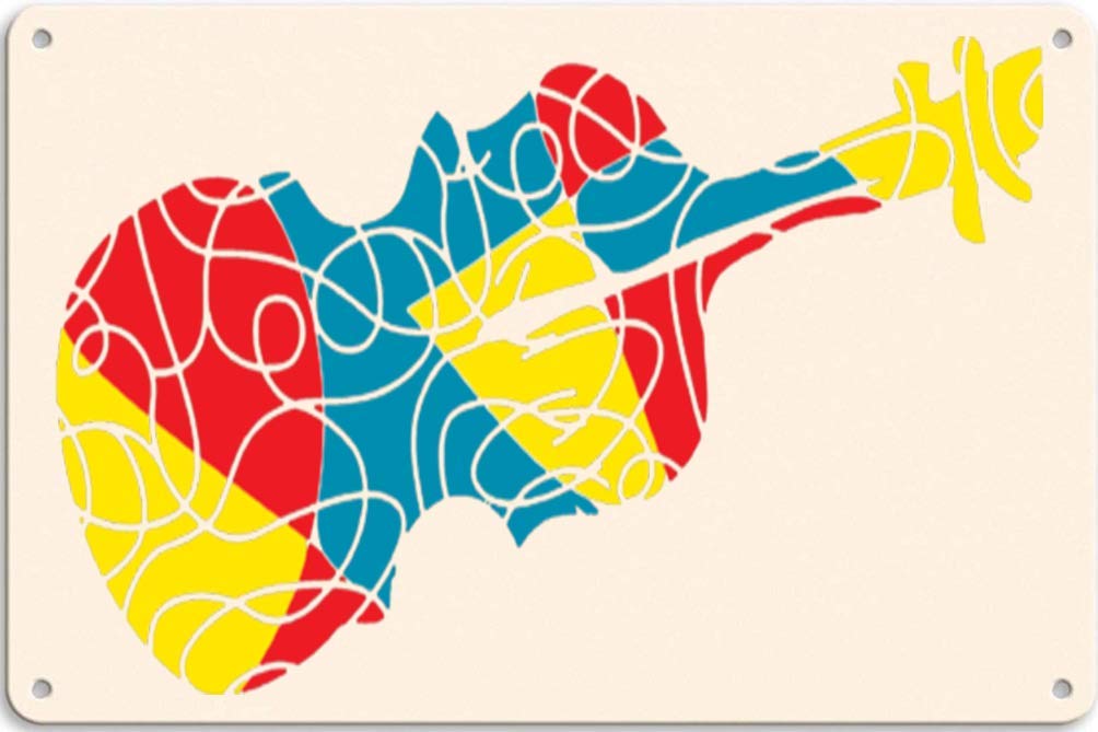 EADFH Abstract Colorful Violin Vintage Retro Metal Sign Wall Plaque Art Painting Nostalgic Tin Personalised Family Street Poster Decor