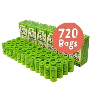 Benevo Biodegradable poop bags (720pk). Compostable doggy poo bags. Plastic free disposable waste eco bags. EN13432 certified cornstarch green doggie bags. (6 Pack (720 bags))