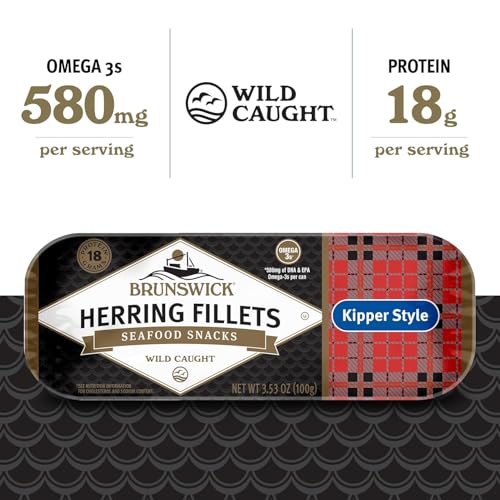 Image of Brunswick Boneless Kipper Style Herring Fillets, 3.53 oz Can - 18g Protein per Serving - Gluten Free, Keto Friendly - Great for Pasta & Seafood Recipes (Pack of 4)