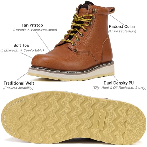 SureTrack Soft Toe Non-Slip Brown Mens Work Boots, 849844