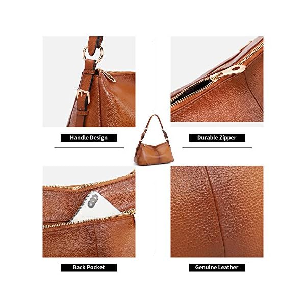 Kattee Soft Leather Hobo Handbags for Women, Genuine Top Handle Vintage Shoulder Purses (Brown)