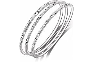 Sterling Silver Bangle Bracelets for Women 925 Silver Adjustable Cuff Bangles