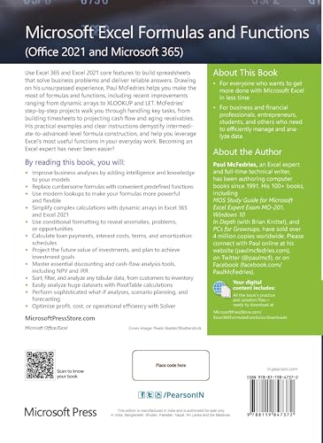 Image of Microsoft Excel Formulas and Functions (Office 2021 and Microsoft 365),1st Edition