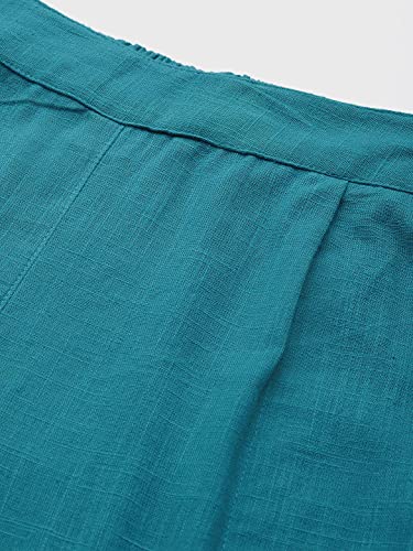 Image of Yash Gallery Women's Regular Fit Mid Rise Solid Cotton Slub Ankle Length Regular Trouser Pant